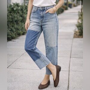 GAP Cheeky Straight Cropped Patchwork Jeans | Size 8/29T